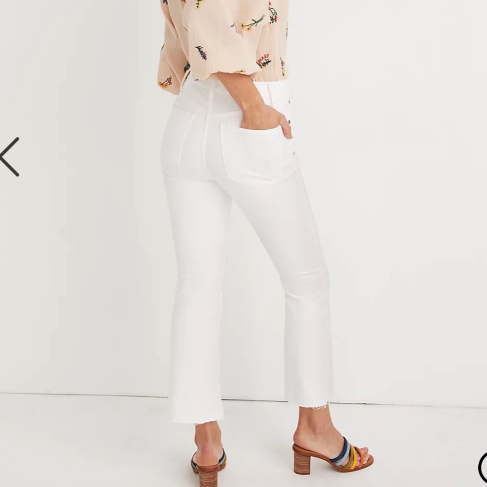 NWT Madewell Cali Demi Boot Raw hem white jeans 36